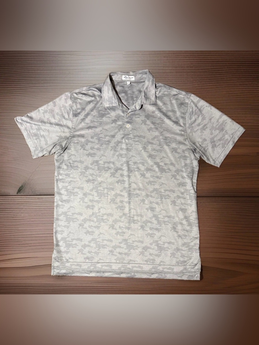 Peter Millar Polo Shirt Mens Large Summer Comfort Camo Carter Gray Performance